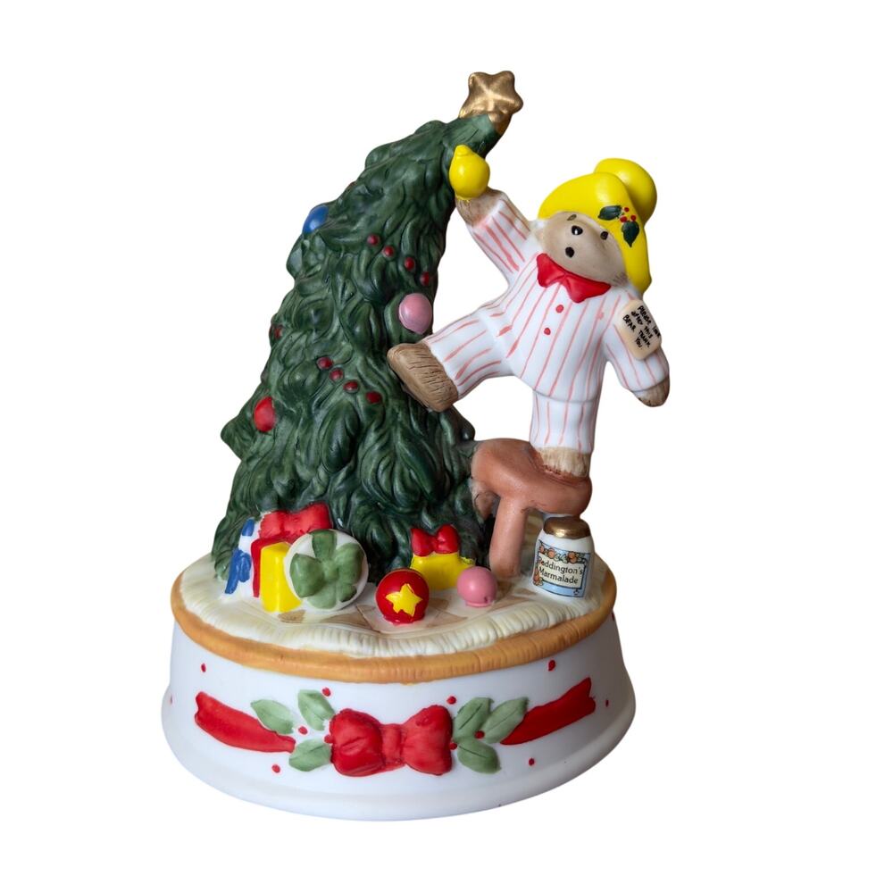 Vintage 1991 Paddington Bear Enesco Christmas Music Box Tested & Working
